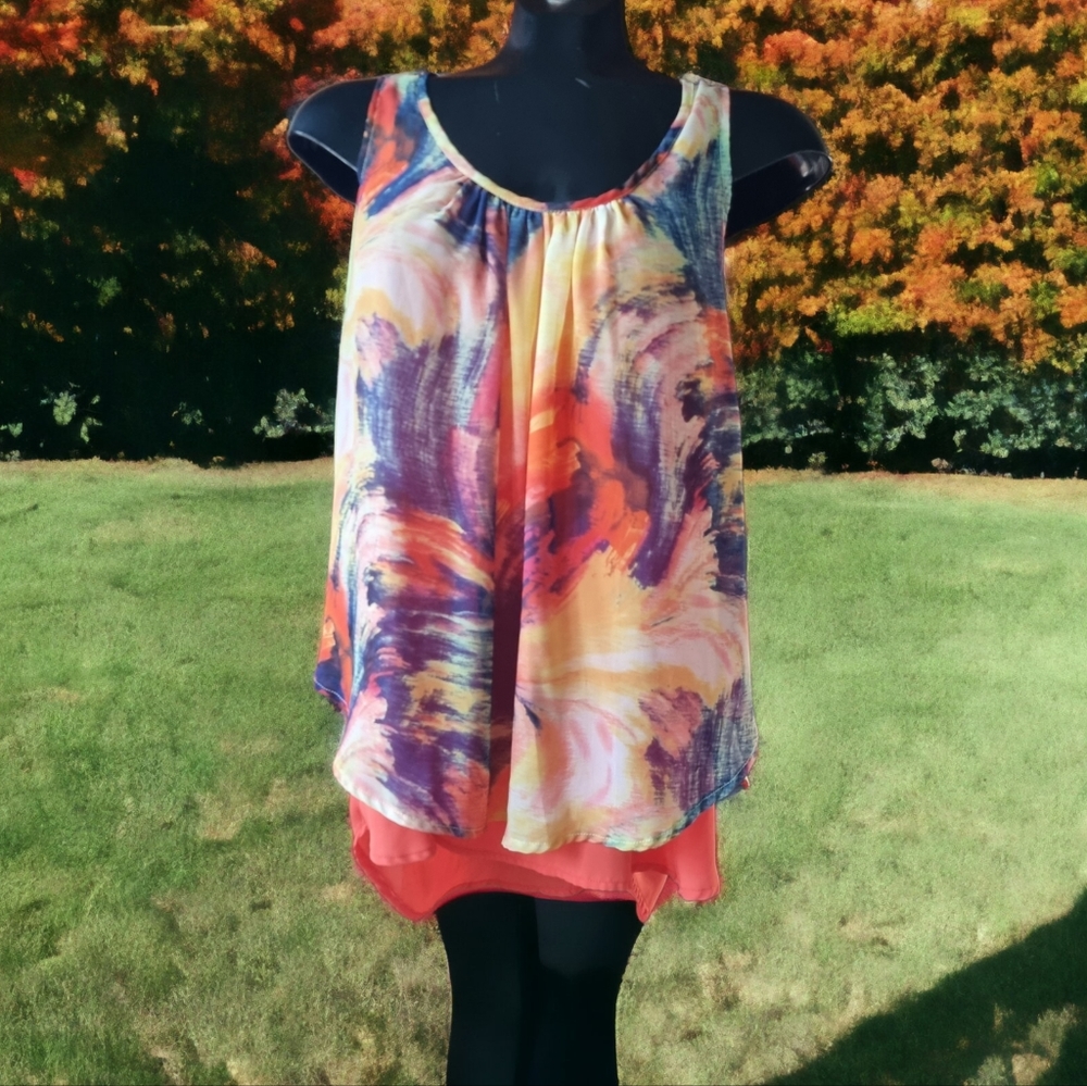 Patrizia Luca Layered Colourful Sleeveless Top